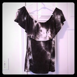 Tie-Dye Ruffle Off the Shoulder Top